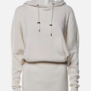 Tom Ford white cashmere ribbed hooded sweater dress